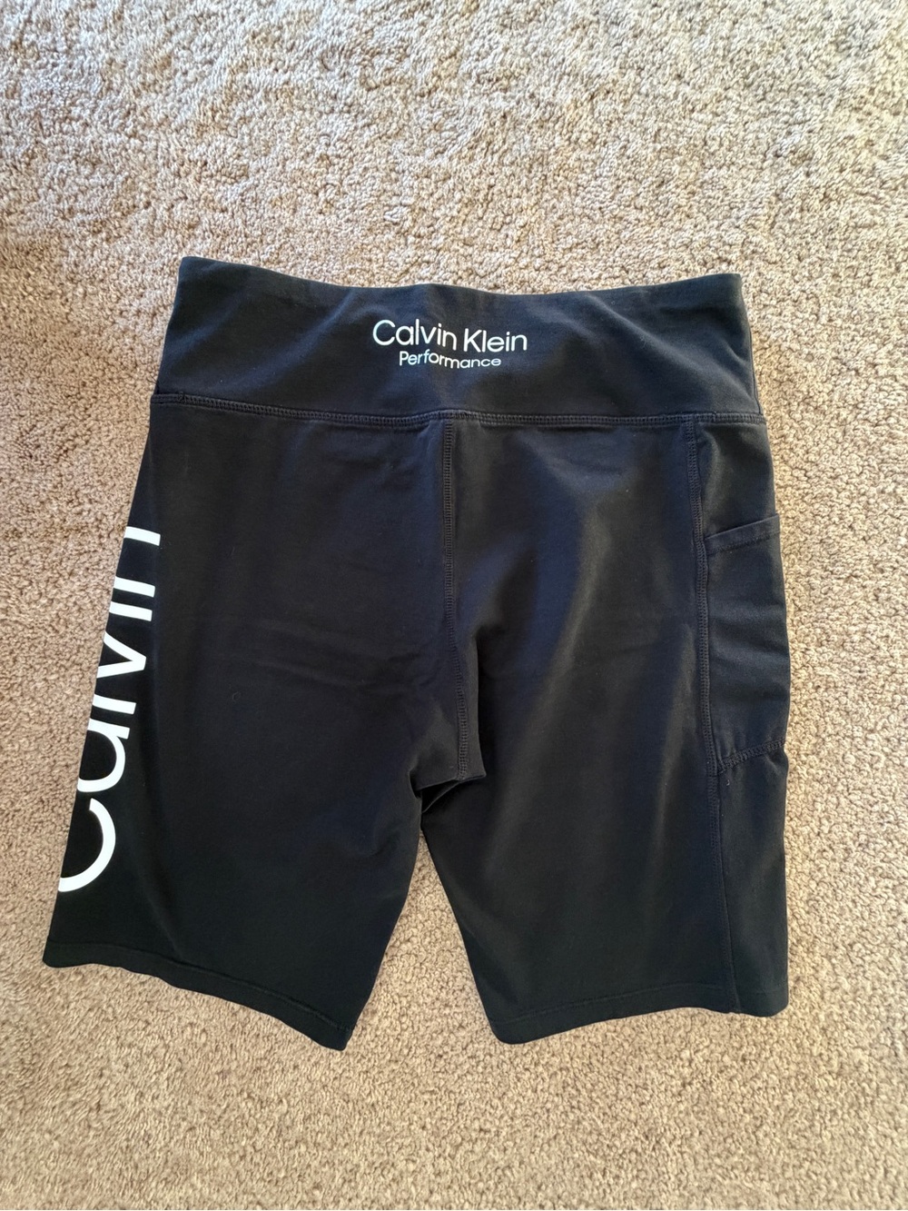 Calvin Klein 1X Black Active Stretch Bike Shorts with White Logo